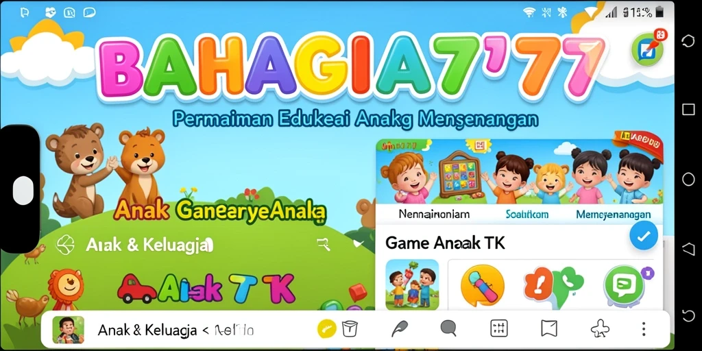 Antarmuka BAHAGIA777 yang cerah dan menyenangkan untuk anak-anak.