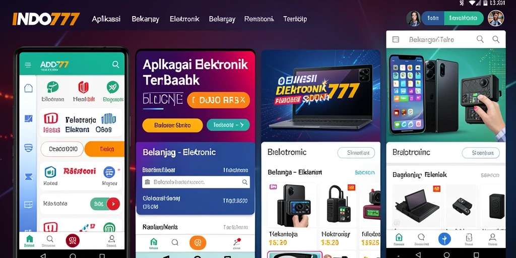 Antarmuka aplikasi INDO777 menampilkan koleksi produk elektronik dengan jelas.