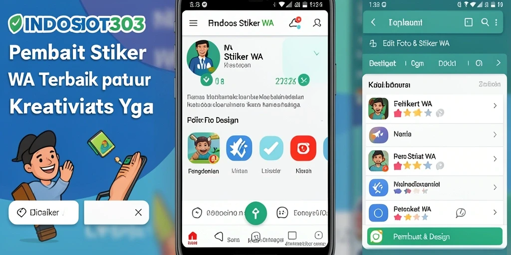 Antarmuka aplikasi INDOSLOT303 untuk pembuat stiker WA yang intuitif.