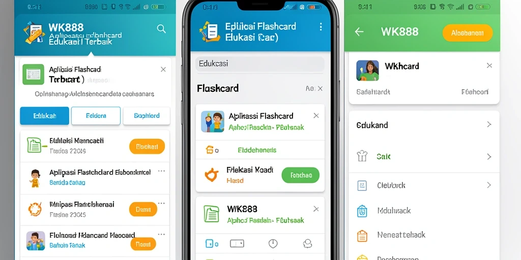 Tampilan antarmuka aplikasi Flashcard WK888 yang interaktif dan menarik.