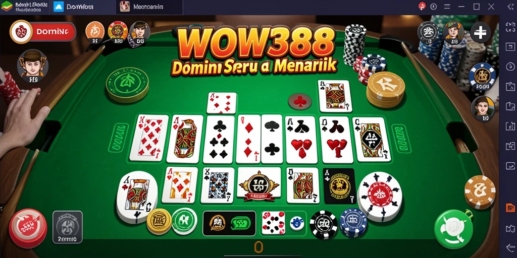 Tampilan antarmuka WOW388 yang menarik dan intuitif untuk permainan Domino.